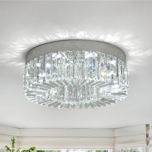 Modern Glam Crystal Flush Ceiling Light | Gold or Silver