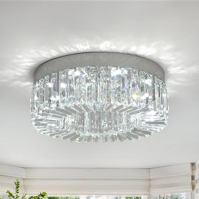 Modern Glam Crystal Flush Ceiling Light | Gold or Silver