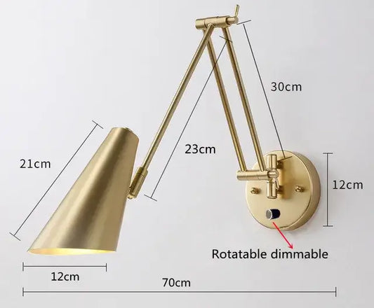 Vintage Loft Bedside Reading Light Fixture with adjustable arm and downward shade for focused illumination.