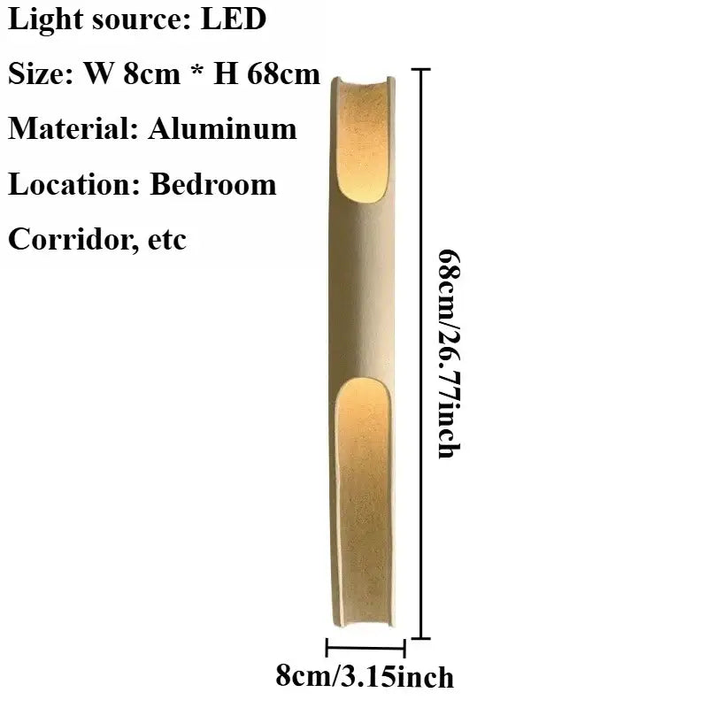 Modern Vertical LED Wall Lamp – Minimalist Aluminum Up & Down Light with dimensions and specifications.