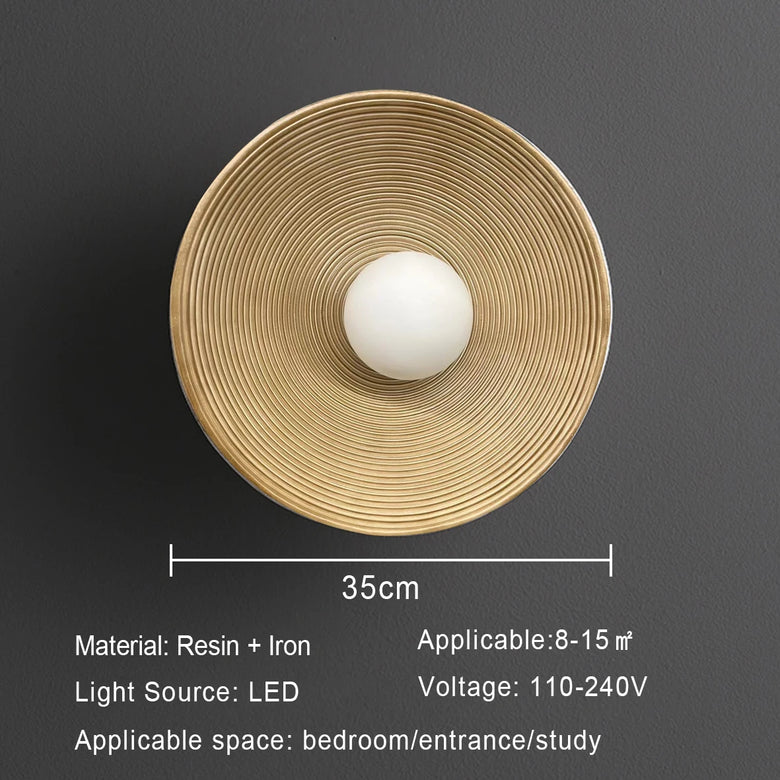 Circular Resin Wall Light with Grooved Finish