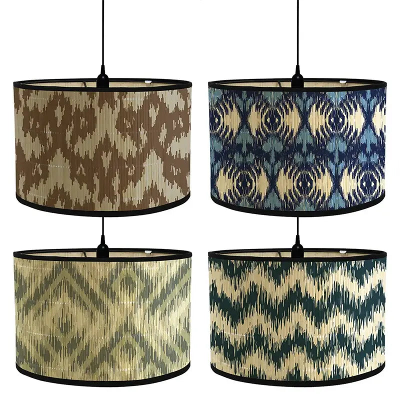 African Geometric Lamp Shade - Bamboo Drum