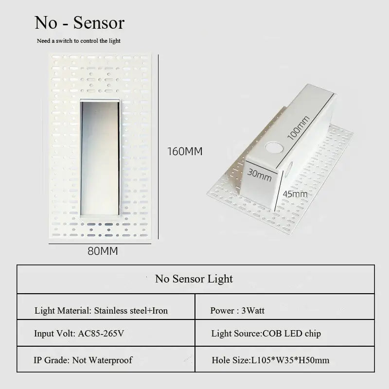 Recessed Staircase Wall Lamp - PIR Motion Sensor