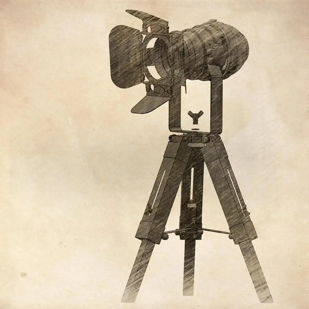 Industrial Tripod Table Lamp – Wooden Studio Spotlight, Adjustable