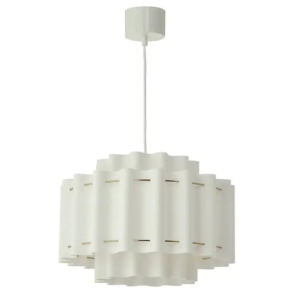 Nordic Wabi-Sabi Fabric Pendant Light 50cm in elegant off-white, showcasing a sculptural layered design.
