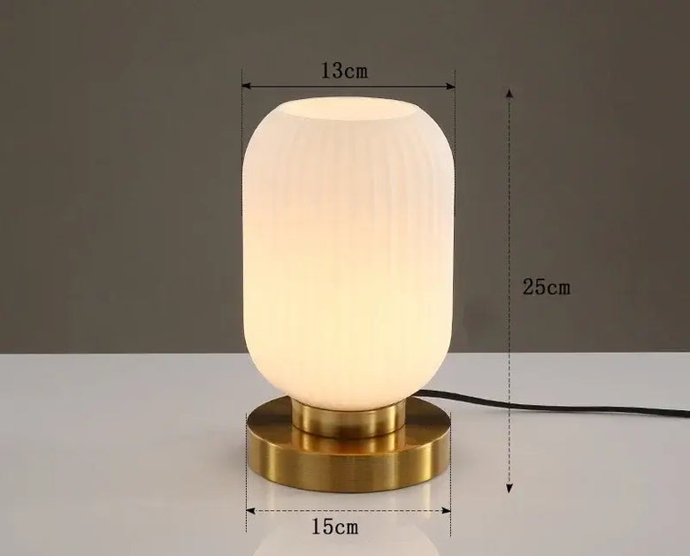 Modern Nordic Glass Table Lighting Fixtures with white glass shade and gold metal base, 25cm height, perfect for home decor.
