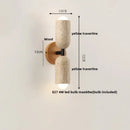 Modern Travertine and Wood Wall Light with Pull Chain – Nordic Style LED Fixture dimensions and details.