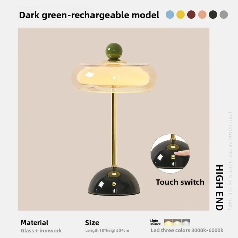 Retro Glass Table Lamp with Touch Control