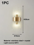 Black or Golden Art Deco Mural Lamp showcasing elegant design with stainless steel and crystal.