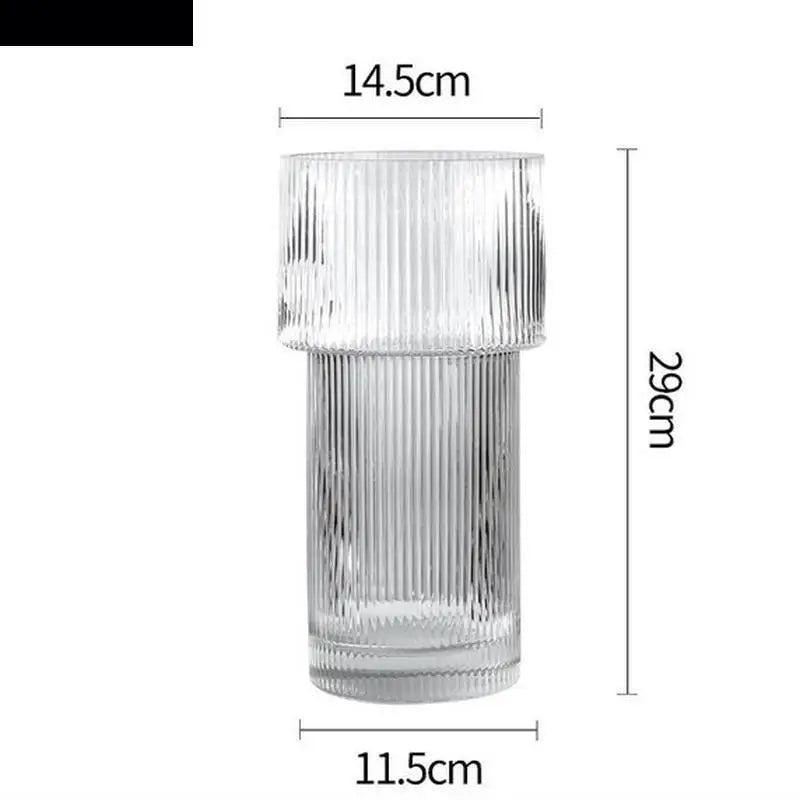 Contemporary Fluted Transparent Glass Flower Vase