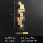 Vintage Glass & Brass Wall Lights - LED Sconce