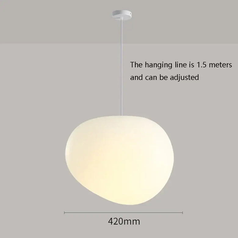 Simple Nordic Restaurant Pebble Chandelier with adjustable 1.5m hanging line, 420mm size, features a smooth design.