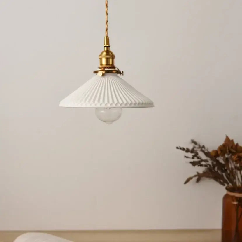 White Ceramic Lamp with Brass Base - Elegant & Timeless