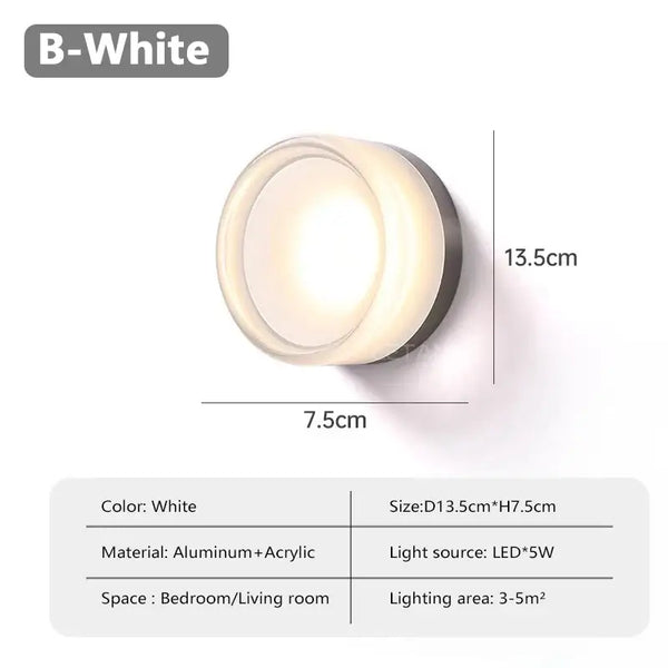 Futuristic and Unique Solid Plexiglass Wall Light displayed in white with dimensions 13.5cm x 7.5cm.