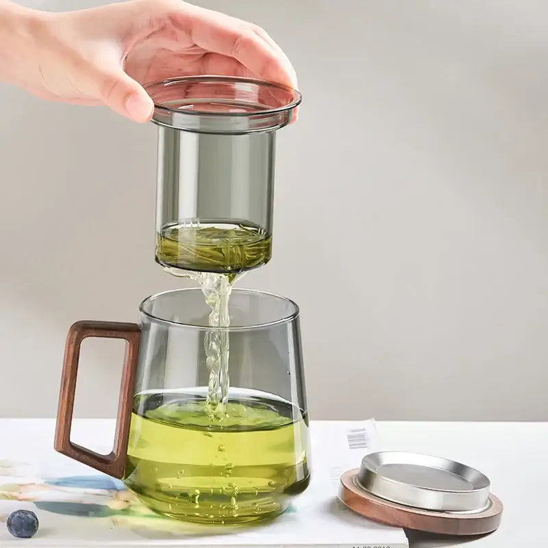 Ultra Modern Glass Teacup with Filter & Lid