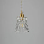 Glass Pendant Light with Brass Accents