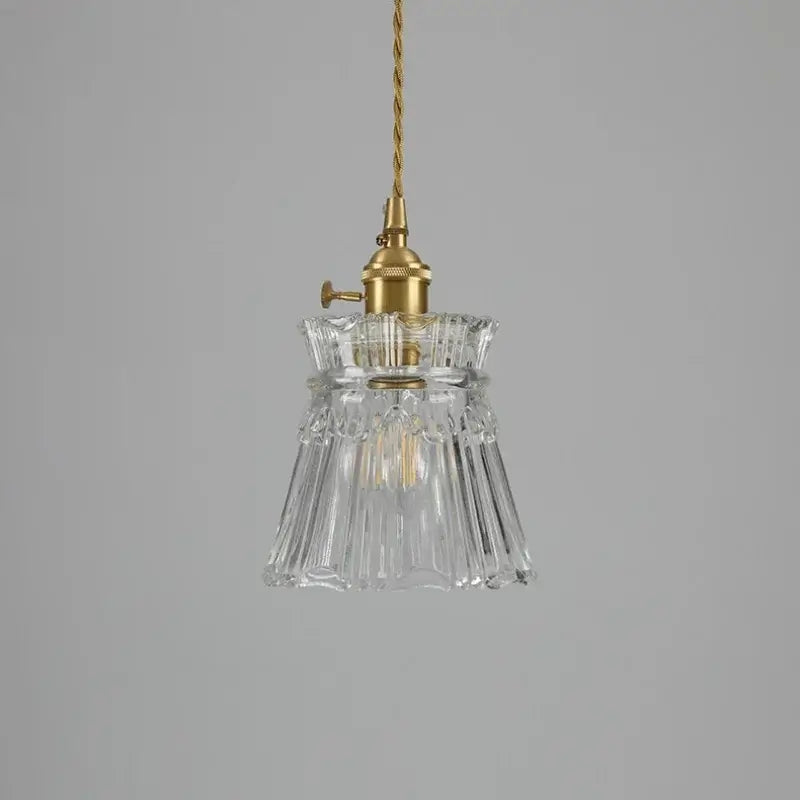 Glass Pendant Light with Brass Accents