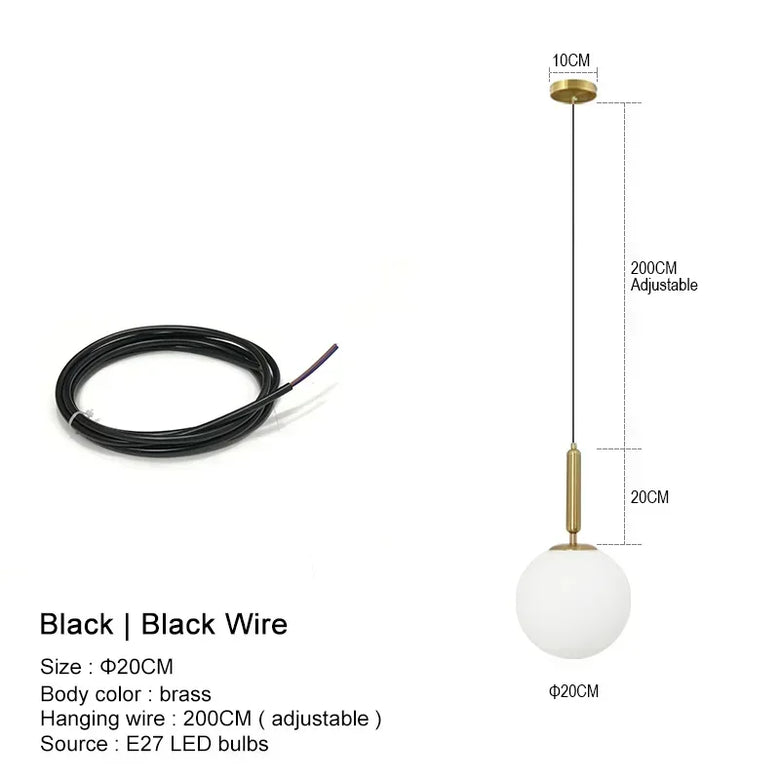 Mid-Century Modern Glass Ball Pendant Light