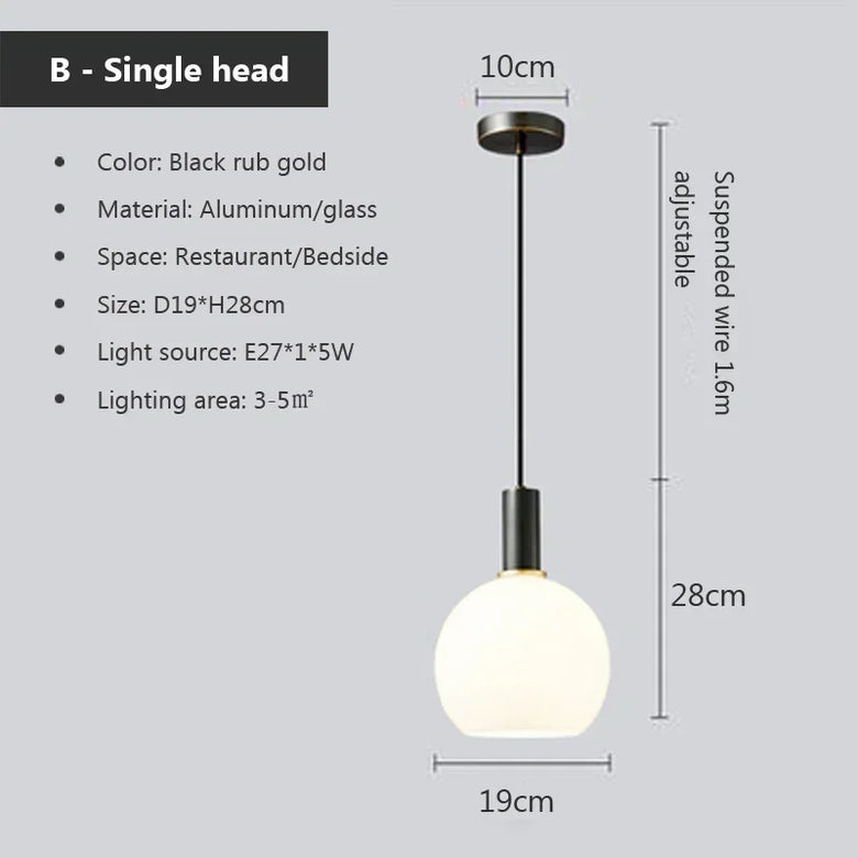 Nordic Glass Pendant Light with Brass Detail