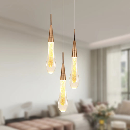 Modern Pendant Light, Kitchen Island Pendant Lighting,  LED Gold Mini Teardrop Crystal Pendant Lighting for Hallway, Entryway