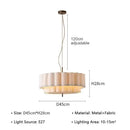 Wabi-Sabi Fabric Pendant Light – D45cm to D65cm with adjustable 120cm suspension and pleated fabric shade.