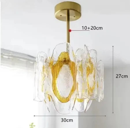 Vintage Amber Glass Chandelier – Russet Stained Glass Ceiling Light
