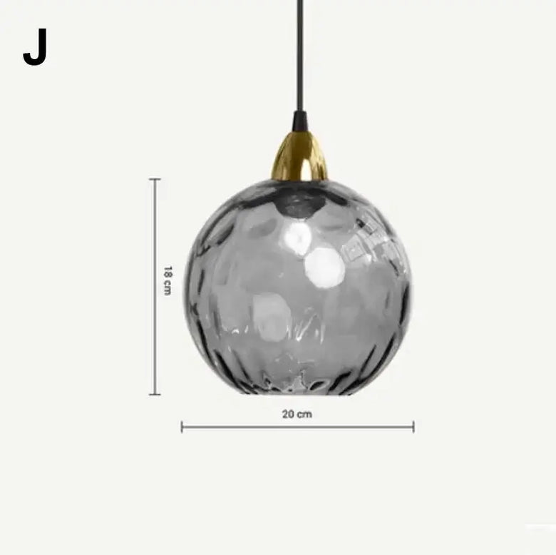 Delicious Lollipop Modern Pendant Light with a round glass shade and gold accent, measuring 20 cm in diameter.