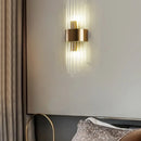 Black or Golden Art Deco Mural Lamp illuminating a modern bedroom decor with elegant design.