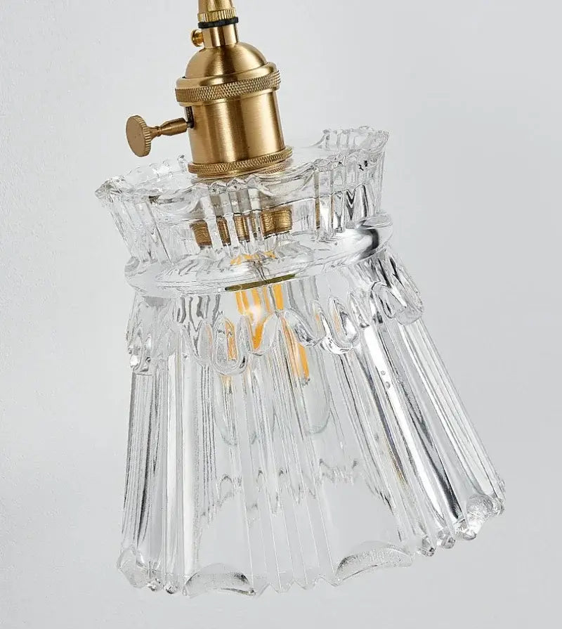 Glass Pendant Light with Brass Accents