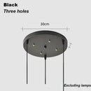 Black ceiling plate for Contemporary Pendant Light, featuring three holes and a 30cm diameter.