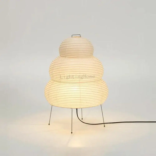 Japanese White Rice Paper Table Lamp with unique shape and warm light ambiance
