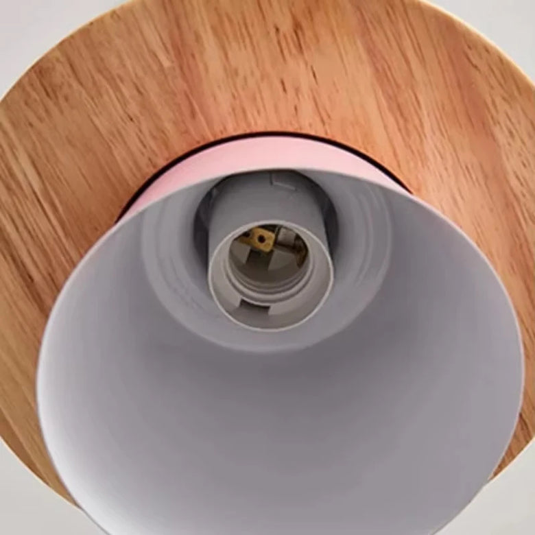 Suspension scandinave Macaron en bois – Lampe suspendue colorée avec cordon E27