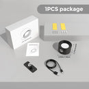 Rechargeable Bedside Wall Lamp package with LED wall source, installation tools, and USB cable.
