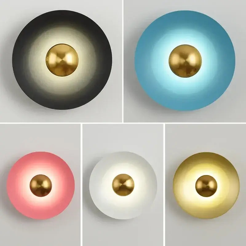 Modern Nordic Circle Wall Light - 30 cm, Gold Accents