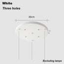 Contemporary Pendant Light with three holes in a round white design, measuring 30cm, excluding lamps.