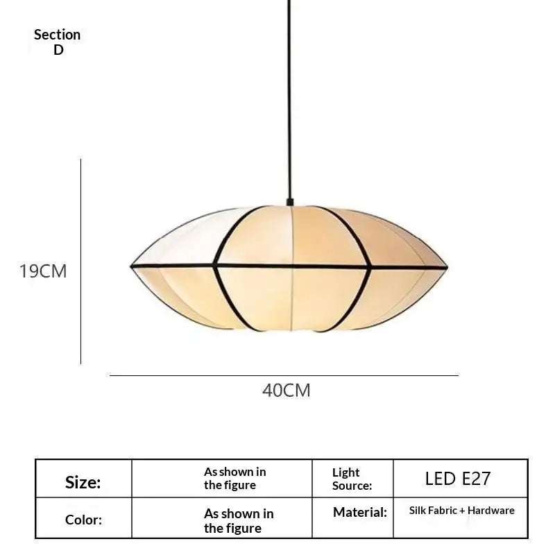 Zen Silk Pendant Light Mid Century Fabric Lantern showcasing soft satin silk design for warm ambiance.