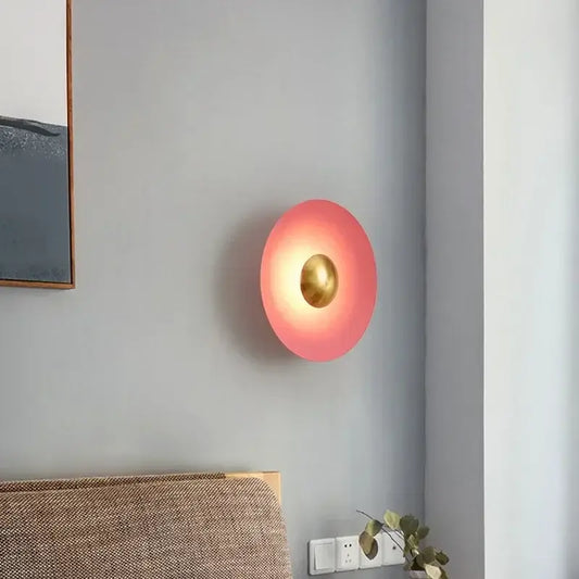 Modern Nordic Circle Wall Light - 30 cm, Gold Accents