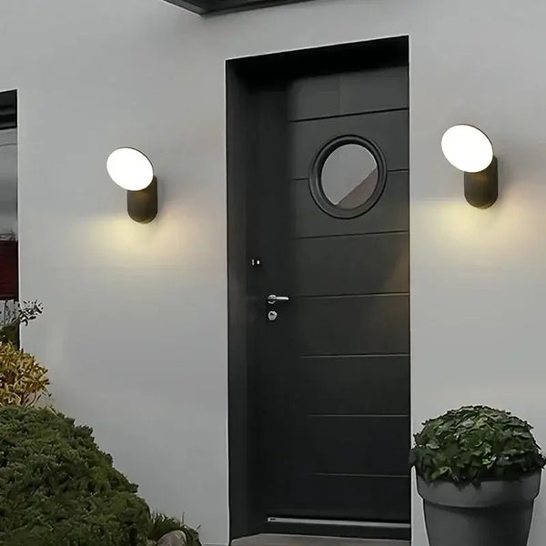 Modern Simple LED Outdoor Wall Lamp illuminating a stylish entrance with a sleek design.