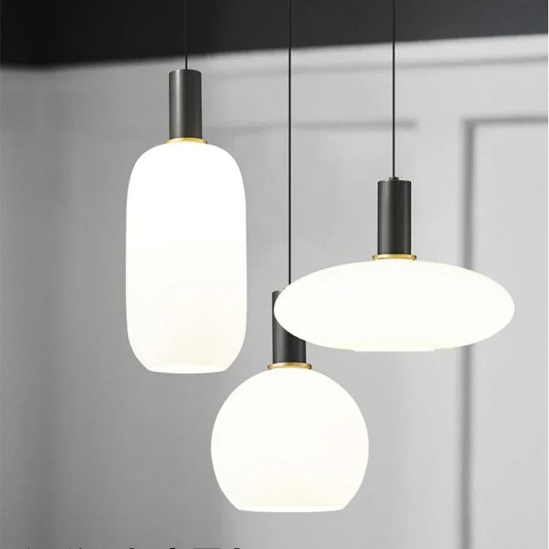 Nordic Glass Pendant Light with Brass Detail