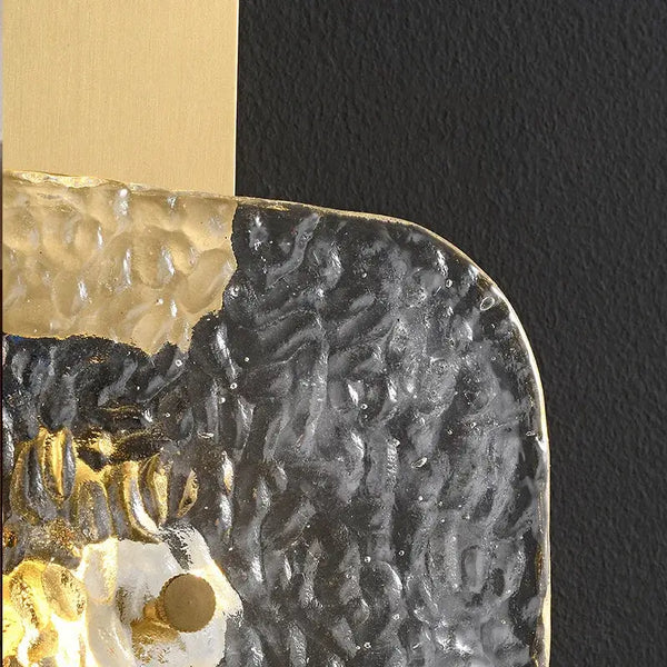 Astonishing Vintage Textured Glass and Brass Wall Lights close-up showing textured design and elegant brass finish.