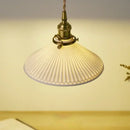 White Ceramic Lamp Shade with Brass Base – Timeless Elegance hanging lamp detail showcasing elegant design and craftsmanship.