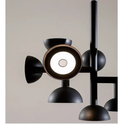 Danish Postmodern LED Chandelier – Sculptural Black Designer Pendant Light features bold black design and soft LED accents.