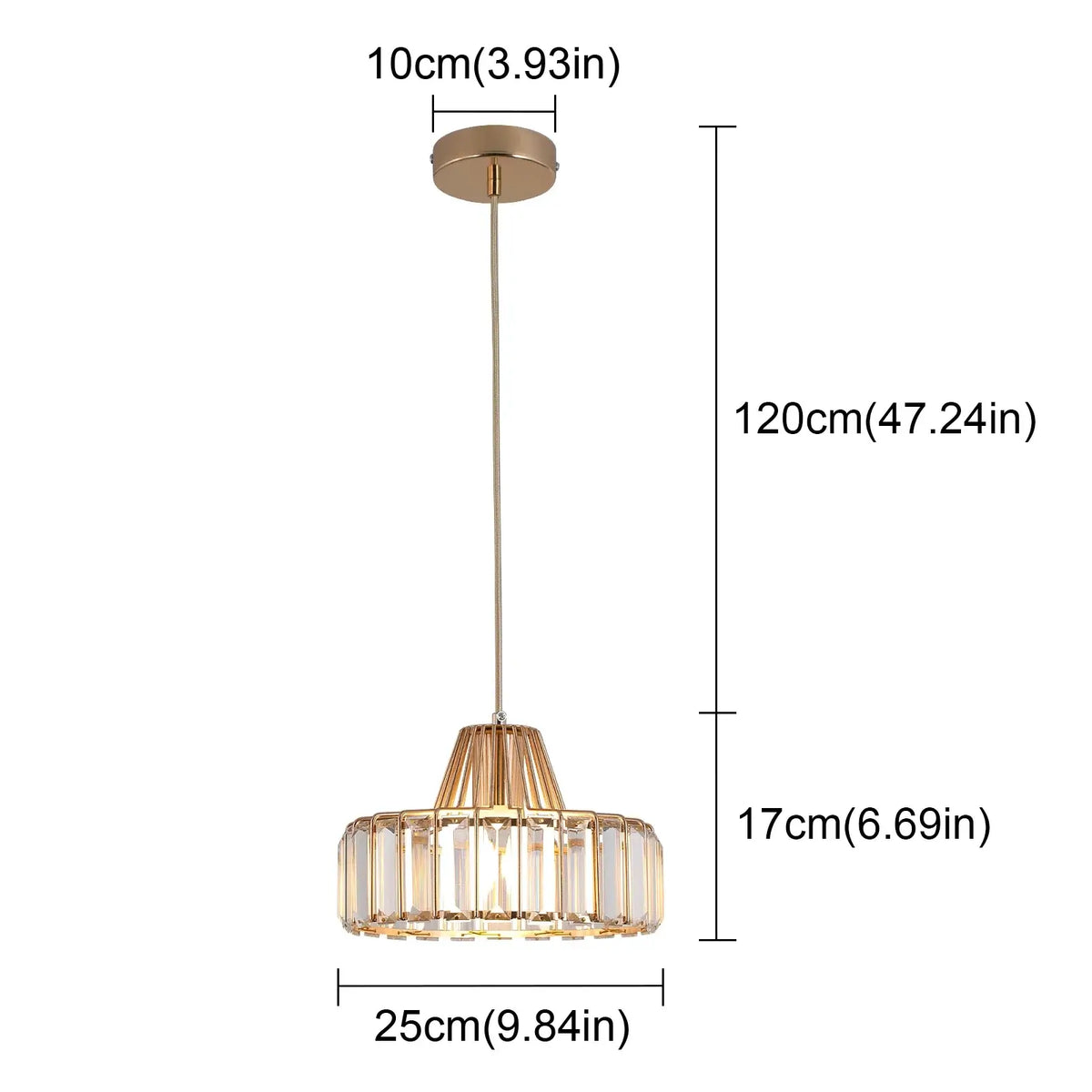 Drum Prism Pendant Light, Modern Glam - Black or Gold