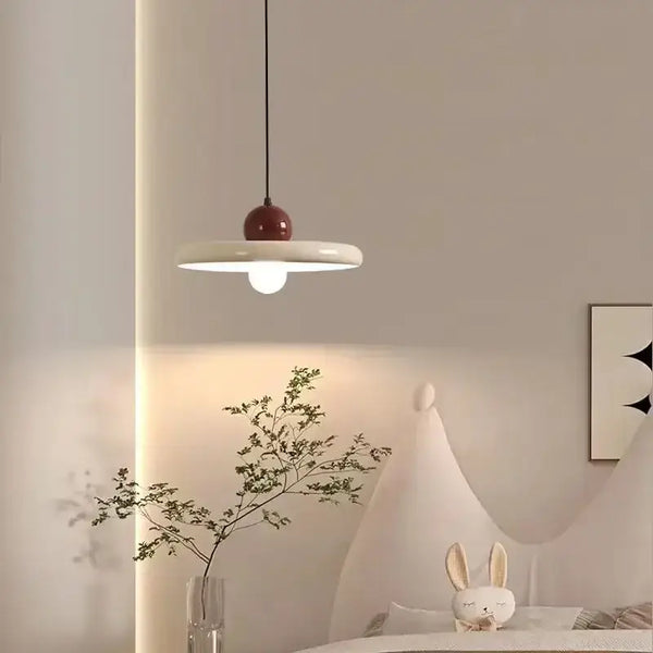 70s Dine In Kitchen Ceiling Light in stylish bedroom setting, showcasing retro design and vibrant colors.