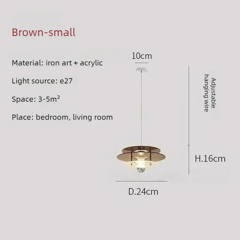 Space Age Acrylic Colorful Pendant Light dimensions and specifications for bedroom or living room use.
