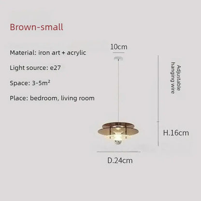 Space Age Acrylic Colorful Pendant Light dimensions and specifications for bedroom or living room use.