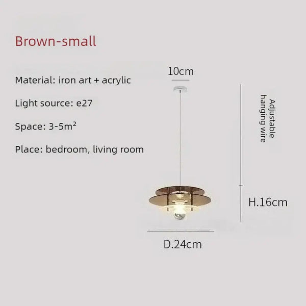 Space Age Acrylic Colorful Pendant Light dimensions and specifications for bedroom or living room use.