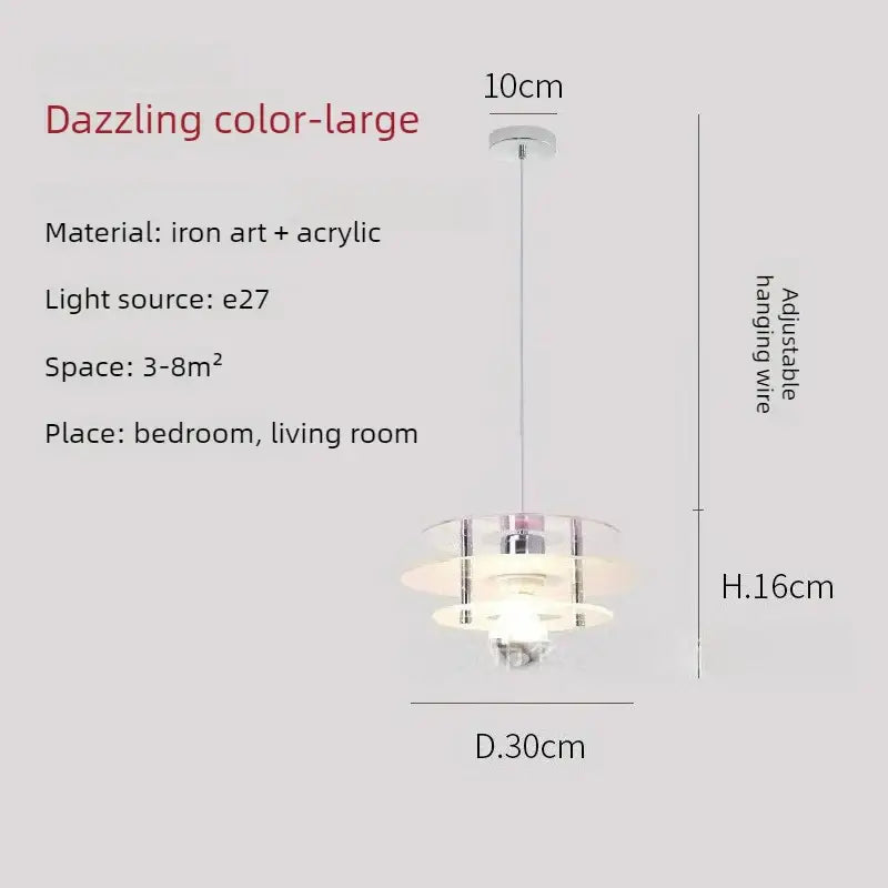 Space Age Acrylic Colorful Pendant Light showcasing a dazzling colorful design with adjustable hanging wire.