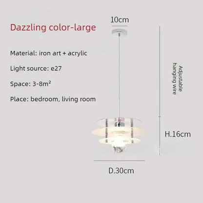 Space Age Acrylic Colorful Pendant Light showcasing a dazzling colorful design with adjustable hanging wire.