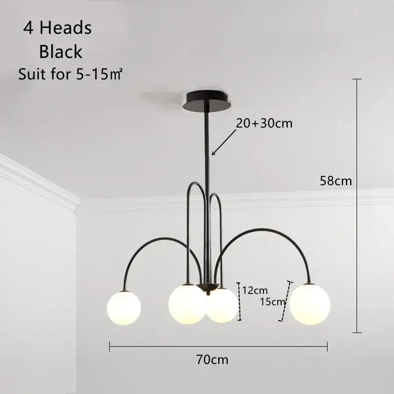 Modern Gold LED Chandelier - Stylish 4-Head Light